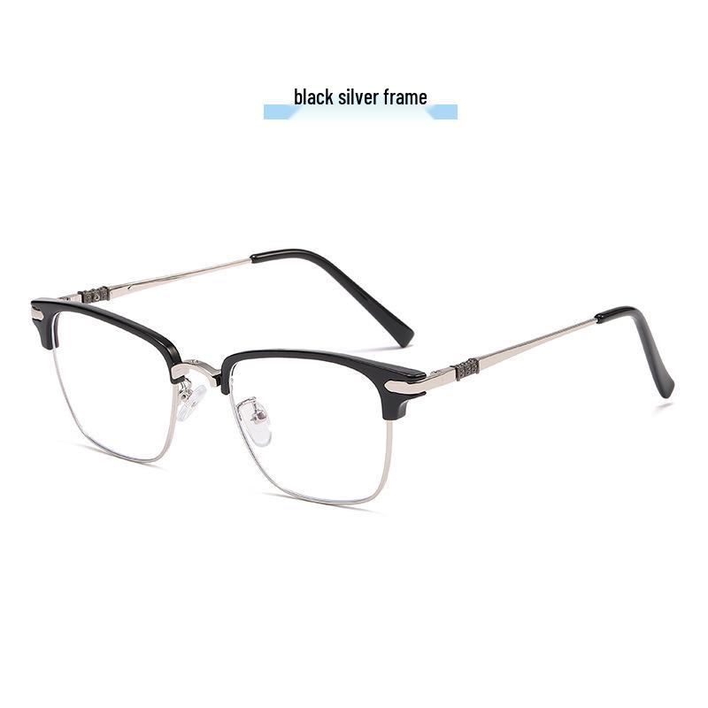 Men's Stylish Business Half-Frame TR Eyebrow Glasses with Anti-Blue Light Filter