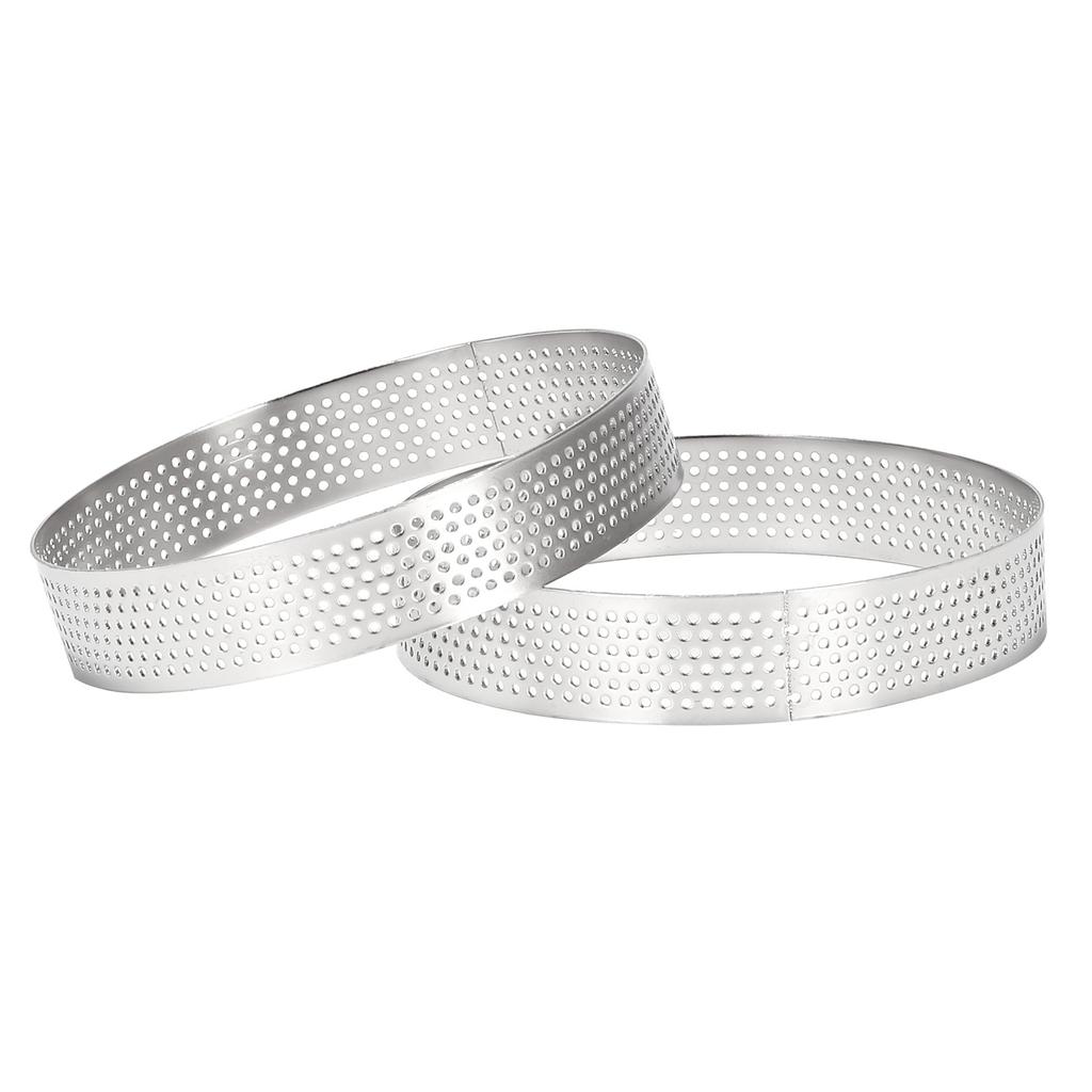 ABWR-10Pcs Circular Tart Rings With Holes Stainless Steel Fruit Pie Quiches Cake Mousse Mold Kitchen Baking Mould