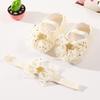 Baby Girl Net Yarn Bowknot Star Princess Shoes Toddler Soft Sole Walking Shoes Headband Set