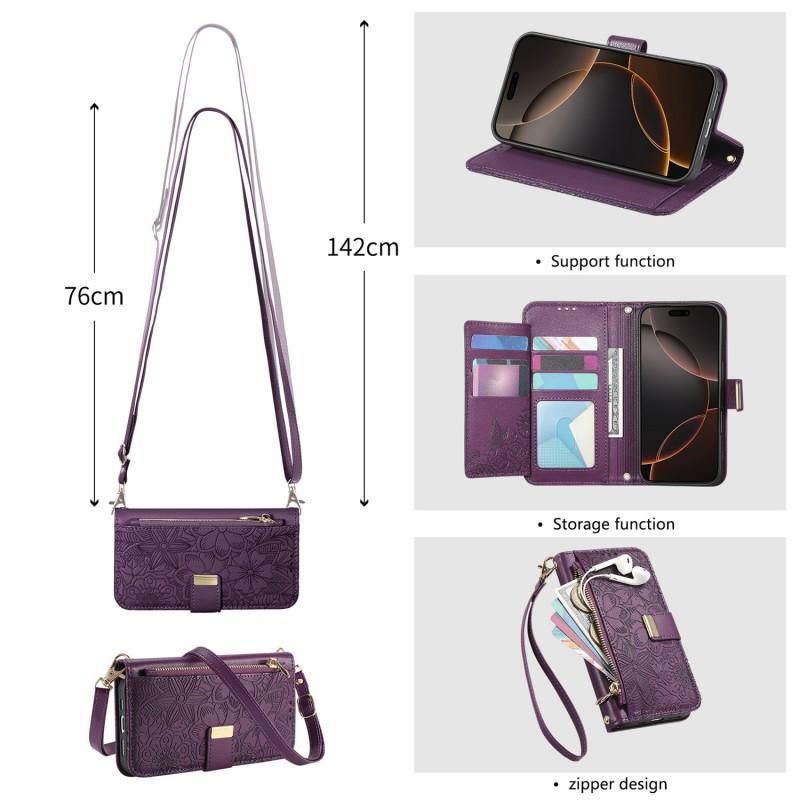 Elegant Floral Leaf Flip Phone Case IPhone 18 17 16 15 With Magnetic Card Slot Stand PU Leather Cover
