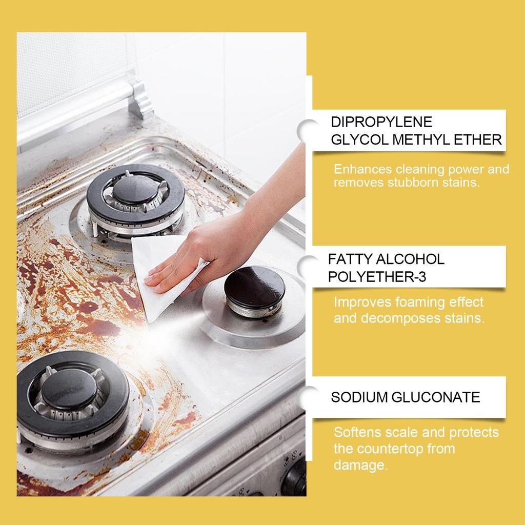 237ml Jaysuing Kitchen Heavy Duty Cleaner Multi-Purpose Cleaning Spray for Grease Stove Range Hood Removes Burnt-On Oil Stainless Steel Safe