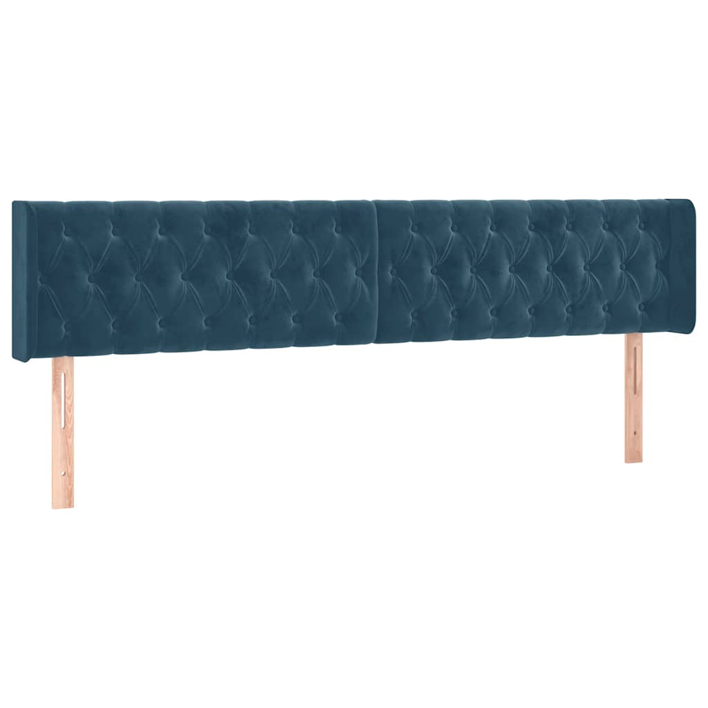 Box Spring Bed with Mattress Dark Blue 180x200 Cm Velvet