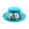 (One Size, Blue) Women's Flower Sun Hats Elegant Adjustable Outdoor Wide Brim Sun Protection Dress Hat