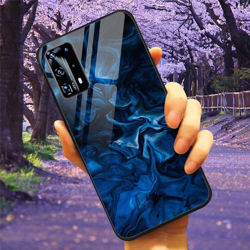 For Huawei P40 Lite / P40Pro Case P 40 Tempered Glass Starry Marble Hard Back Cover for Huawei P40 Pro / P40Lite E Cases Coque