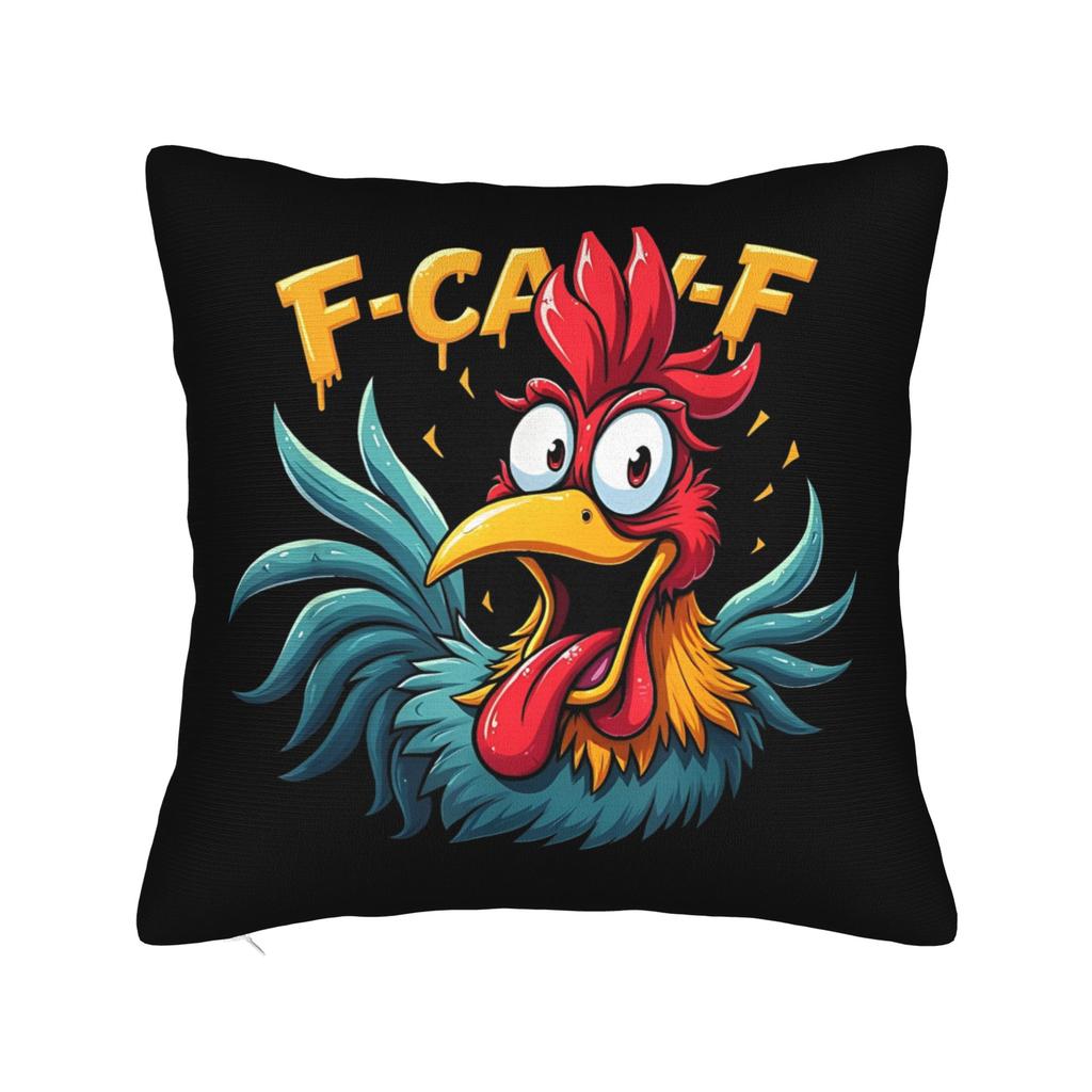 Merry FCawF Chicken Square Pillow Case Xmas Lights Rooster Cushion Cover Zippered Decorative Throw Pillow Case Cover for Bed