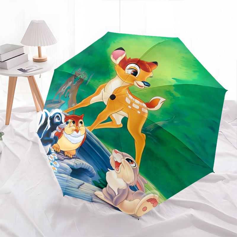 1pc Bambi,Thumper Automatic Folding Umbrella: Compact 8-Bone Design Cartoon Outdoor Travel Companion, Business Umbrella, Christmas Valentine