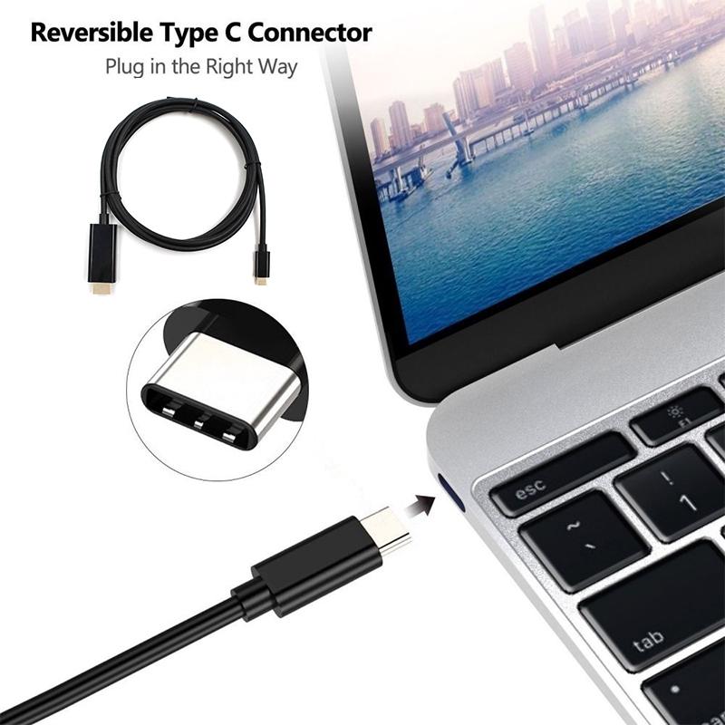

1.8m USB Type-C to HDMI Cable HD 4K Video Transmission Cord for HDTV Projector As Shown A