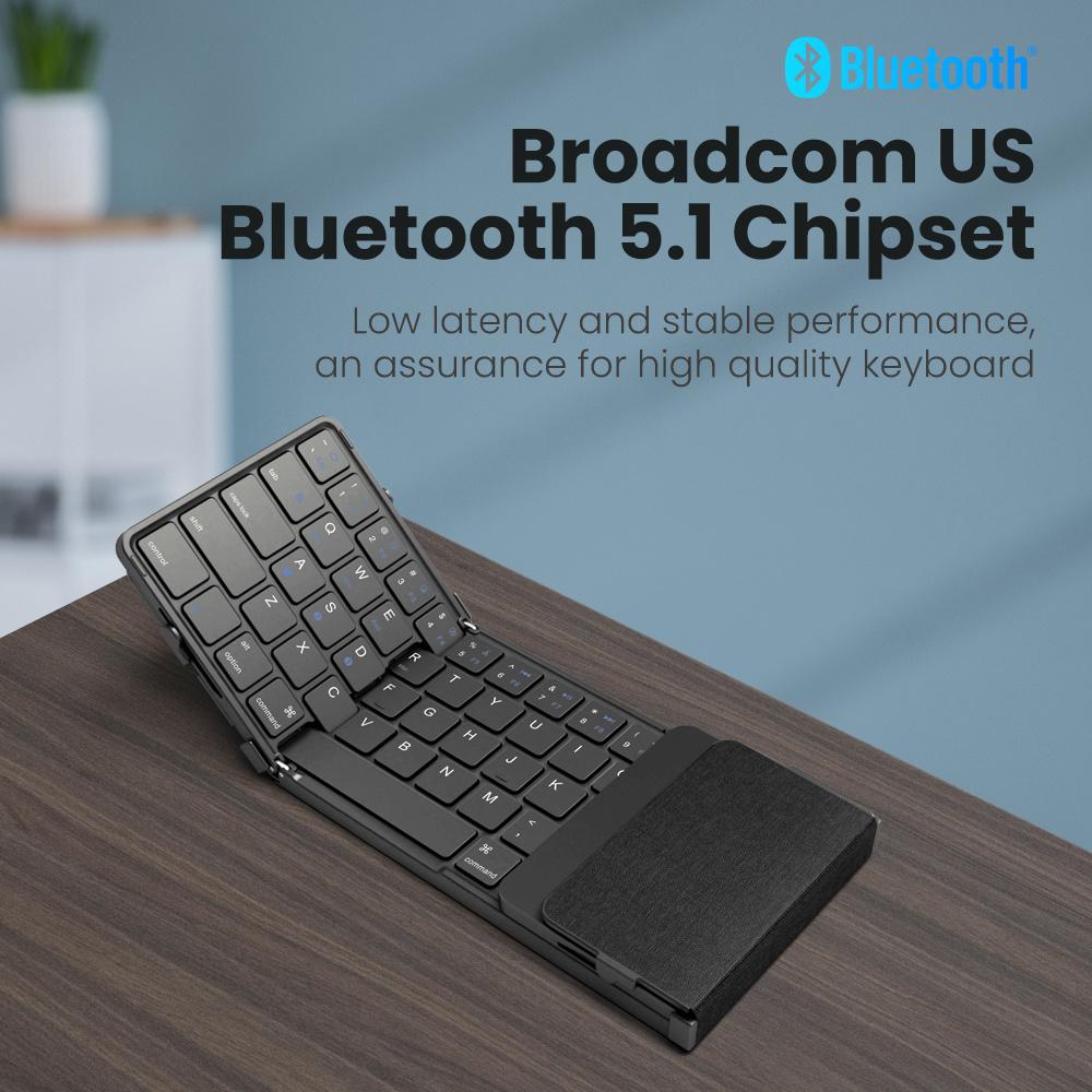 Clavier Bluetooth Pliant avec Pavé Tactile Clavier Pliable Sans Fil avec Cuir PU pour iOS Android Windows, Prise en Charge 3 Appareils