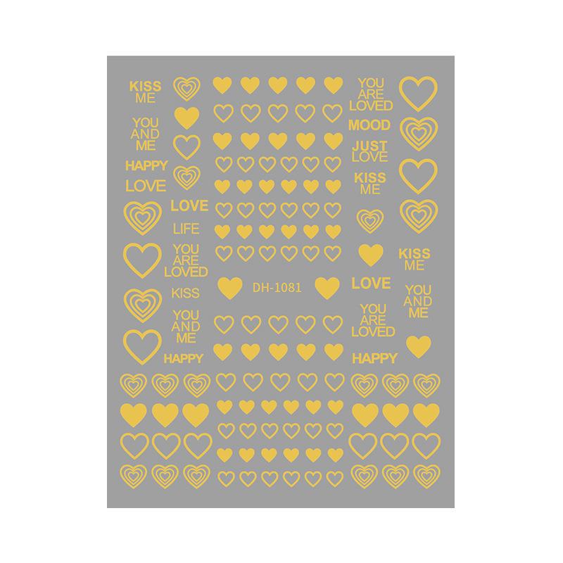 Redanco 3D Gold & Silver Heart Nail Art Stickers (DH-1082) Red Heart Stickers