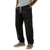Mens Casual Corduroy Pants Elastic Waist Drawstring Sweatpants Casual Baggy Straight Cargo Pants Streetwear