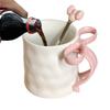 500ml Ceative Ceramics Cup with Pink Bow Handle Decor Cute Lovely Coffee Mug Breakfast Milk Cup Tea Coffee Cup Drinking Utensils