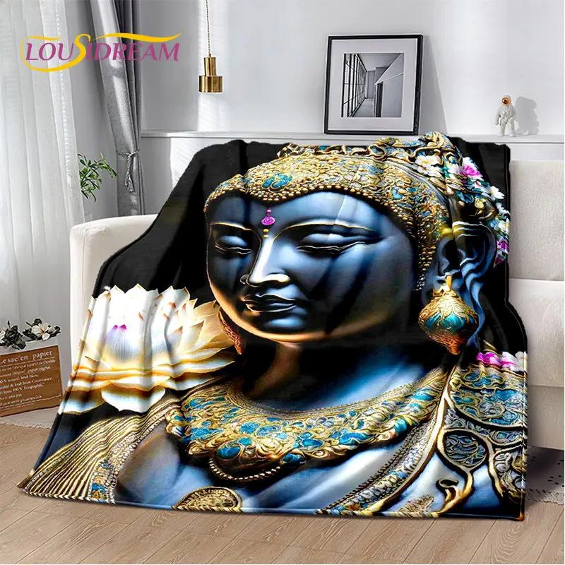 Manta de felpa suave de Buda Sakyamuni budismo fe religión, manta de franela para sala de estar, dormitorio, cama, sofá, oración