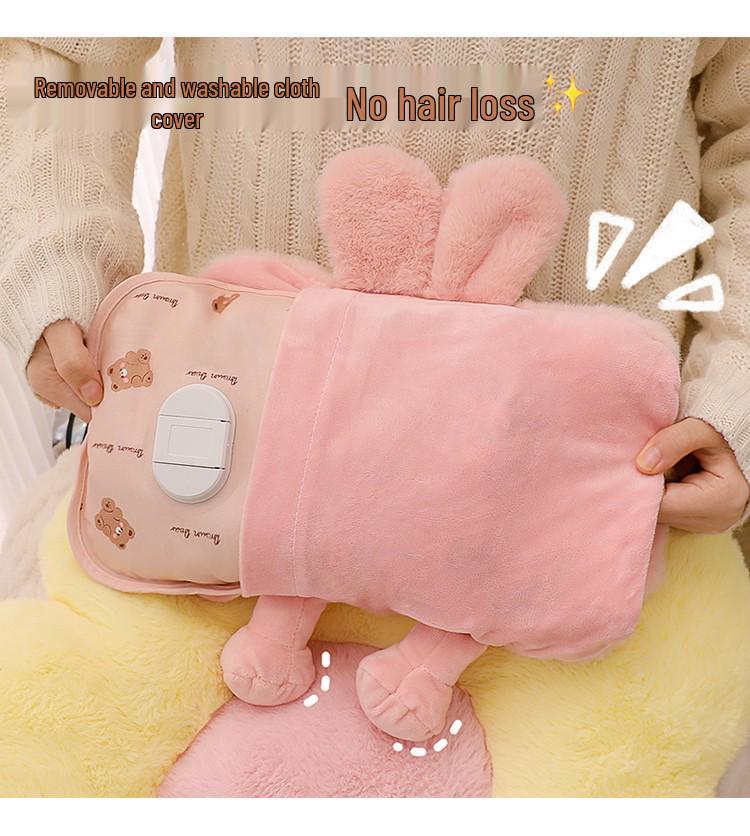Bolsa de Água Quente de Pelúcia Fofa à Prova de Explosão para Meninas - Aquecedor de Mãos e Conforto Abdominal