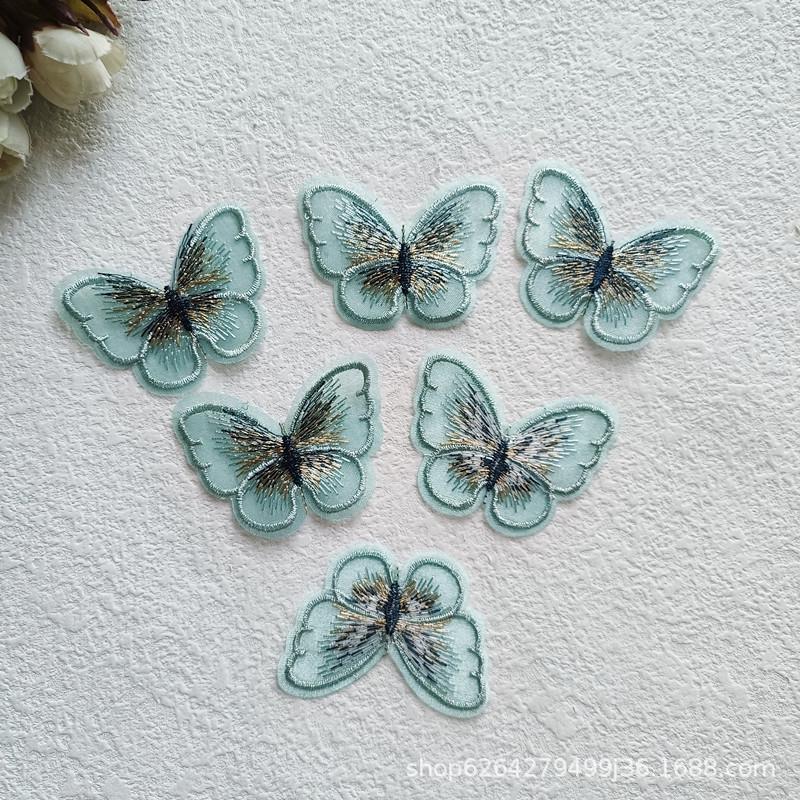 5.5cm Organza Butterfly Embroidery Patch for DIY Hair Clips, Headdress, and Hanfu Repair Decoration F246