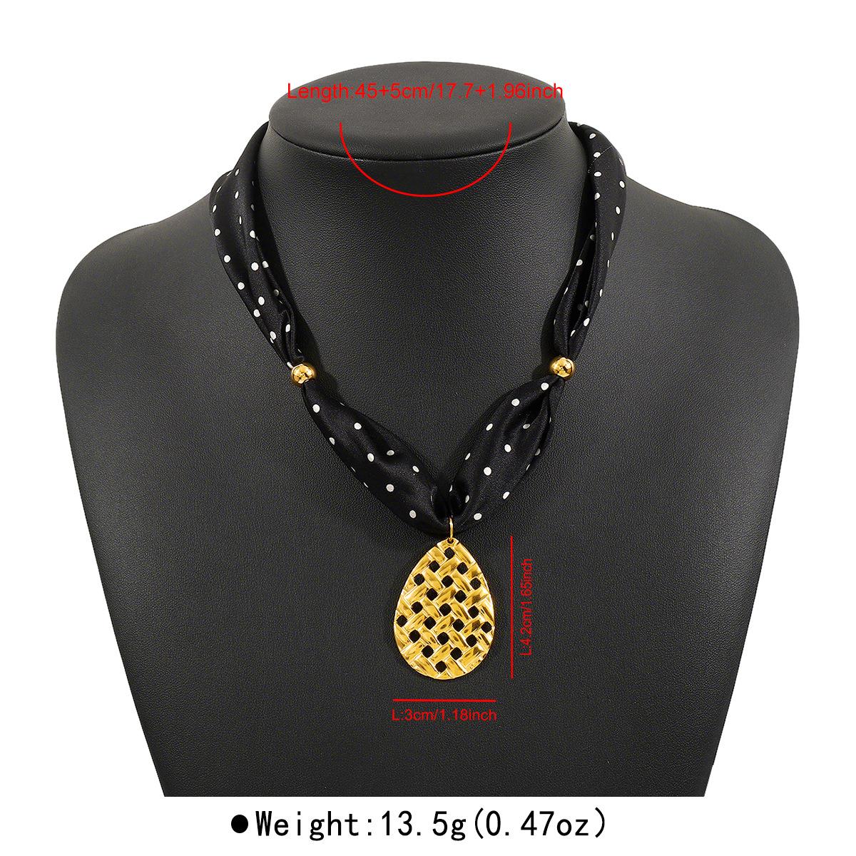 Exaggerated Stainless Steel Flower Geometric Pendant Necklaces for Women Ladies Boho Silk Ribbon Chains Necklaces Jewelry Gifts