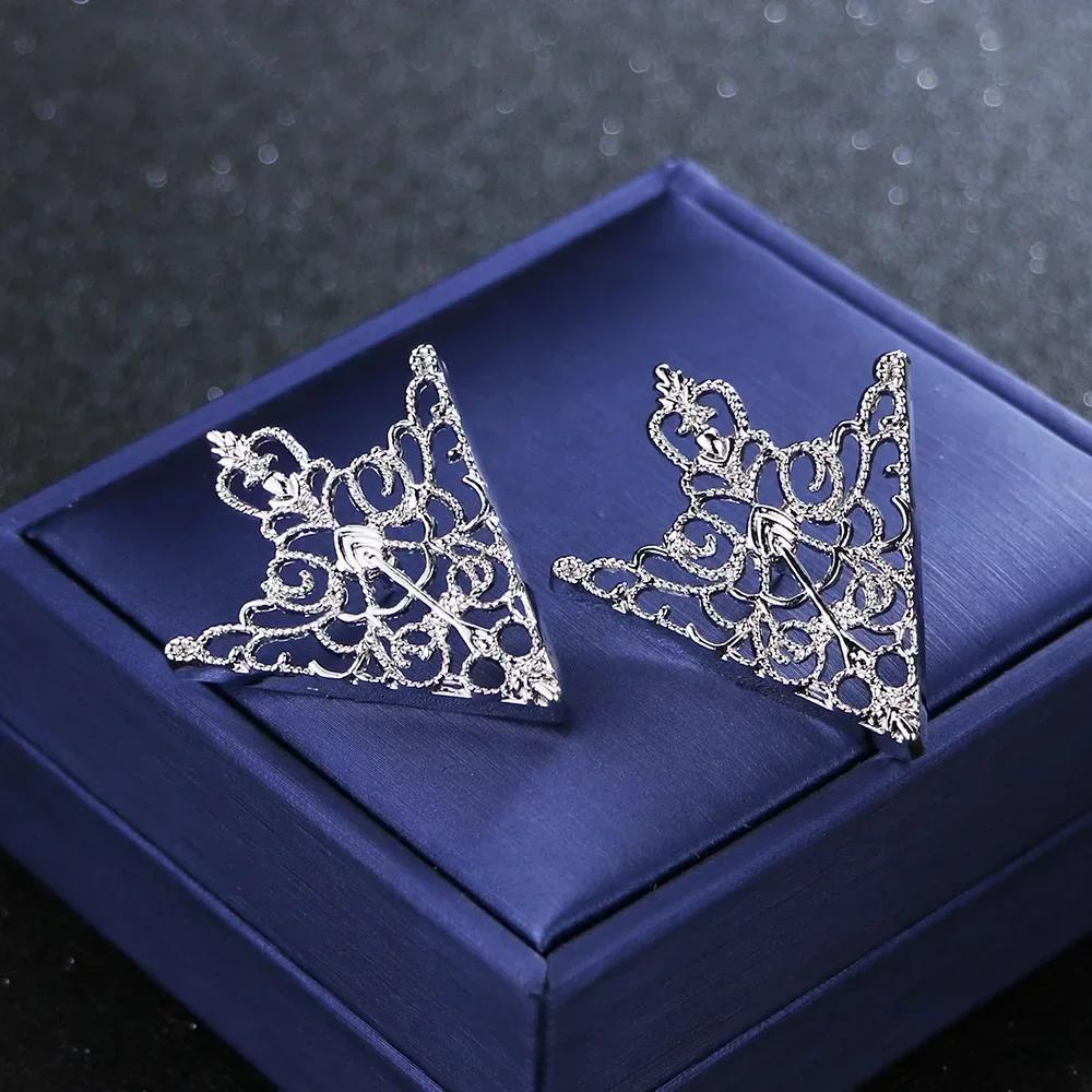 I-Remiel Vintage Driehoek Kroon Kraagspeld voor Mannen Vrouwen - Uitgesneden Broche Embleem Sieraden voor Shirt Pak Accessoires