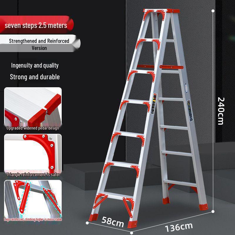 Multi-Functional Aluminum Herringbone Ladder: Non-Slip, Thickened Design for Indoor & Outdoor Use