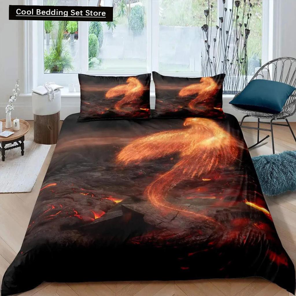 Comforter Volcano King Queen Eruption Lava Bedding Set For Kids Teens Adults Natural Disaster Molten Polyester