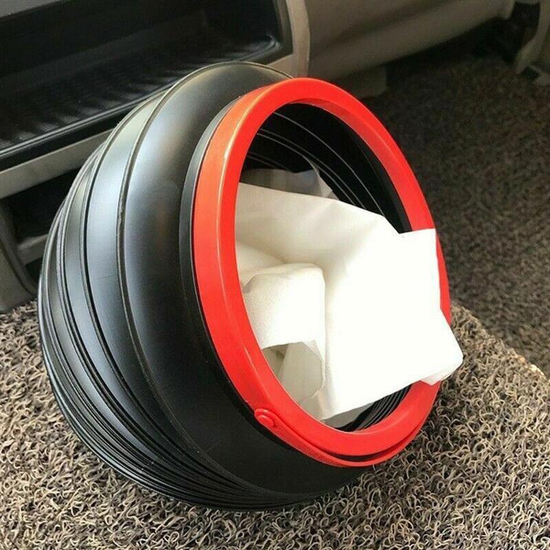 Retractable Folding Car Trash Bin Garbage Can Auto Wash Telescopic Bucket Folding Organizer Container Holder Universal Black