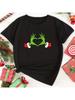 Christmas Casual Tshirt Women Plus Heart  Monster Print Short Sleeve Round Neck Top Fashion Christmas Women