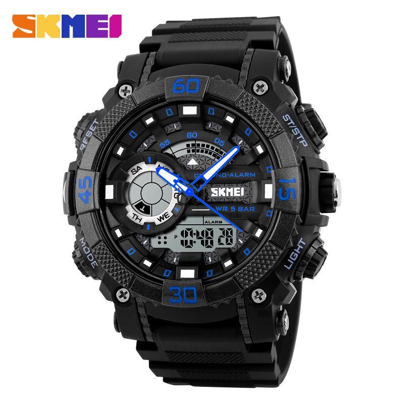 SKMEI Mens Watches Top Brand Luxury Military Waterproof LED Digital Analog Quartz Watch Men Sports Watches