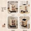 Cute Cat Square Trash Can with Universal Wheels, 13L