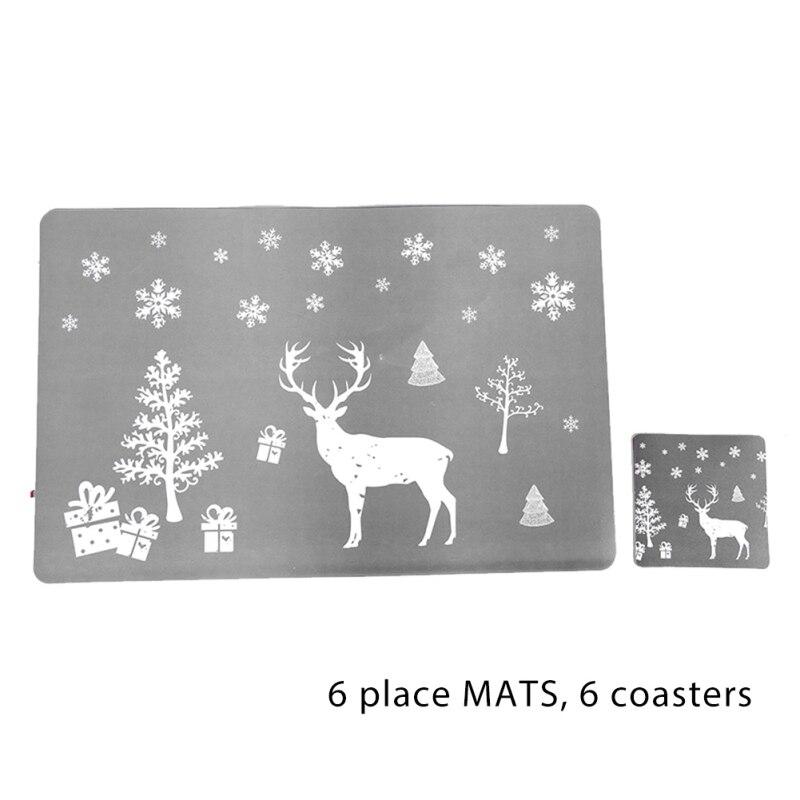Christmas Placemat Coaster 6Pcs/set Creativity Christmas Table Decor