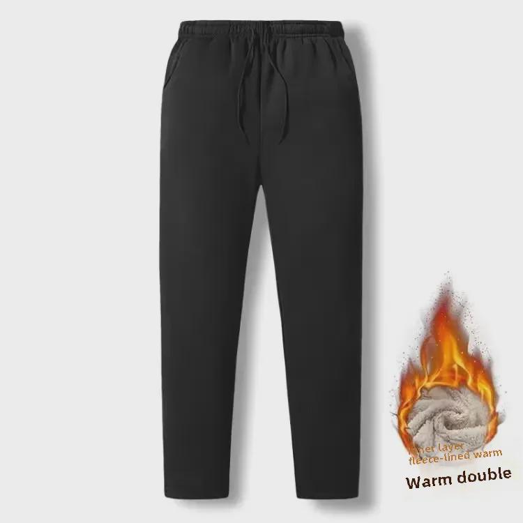 Men's Korean Style Lambskin Pants - Warm, Thick, Straight-Leg, Casual Sportswear for Autumn and Winter