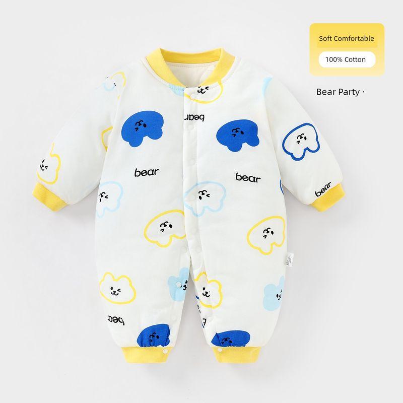 Clothes for Autumn and Winter, Thickened Cotton-Padded Romper for Boys and Girls, Pure Cotton Class a Jumpsuit, Outdoor Crawling Clothes, Winter Wear