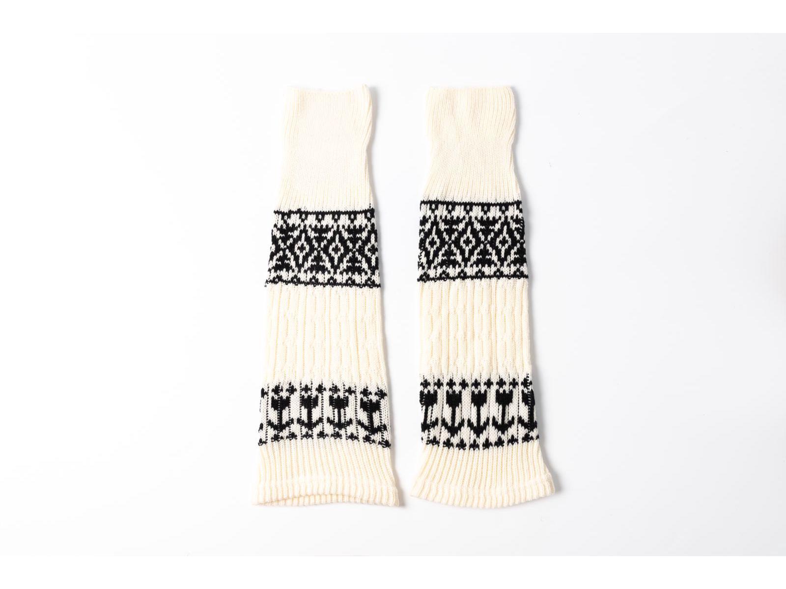 

В язані гетри в стилі ретро з візерунком Fair Isle: Об ємні, Стягуючі Гольфи до Коліна для Осені/Зими One Size білий/вершковий