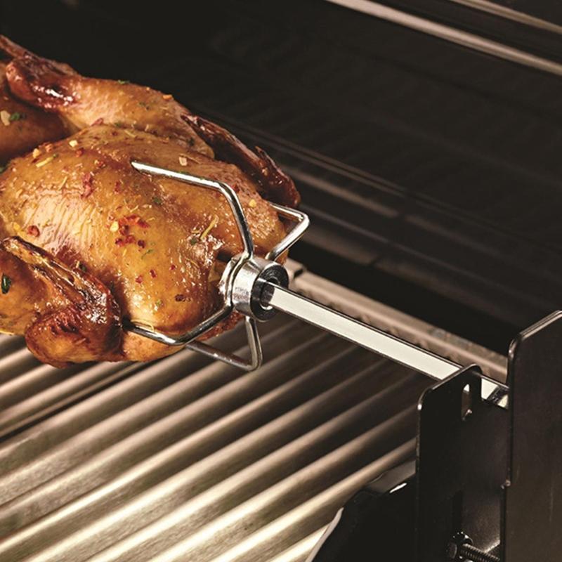 Elektrikli Motorlu Barbekü Braketi ile Evrensel Otomatik Izgara Döner Şişi Kiti Kavurucu Şiş Şaft Et Çatalı Tam Tutucular T