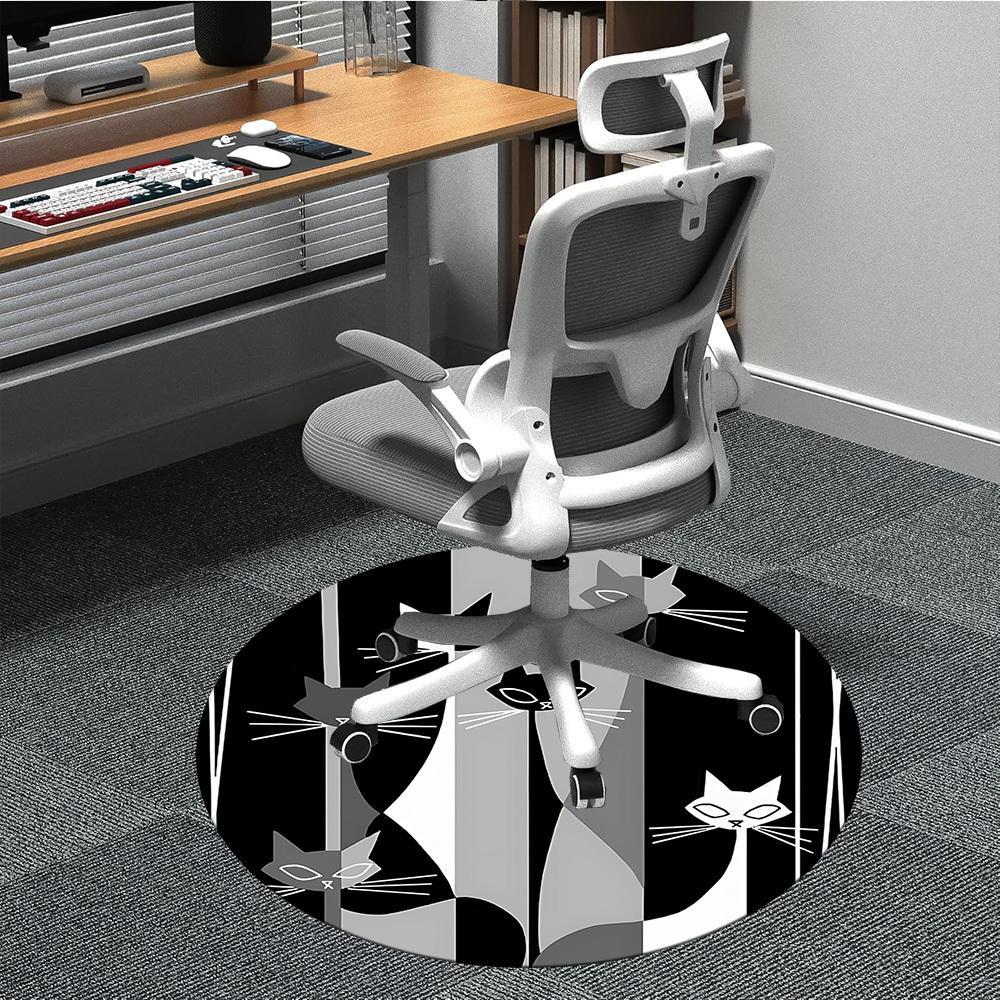 

1pc Cat Pattern Office Round Area Rug, Indoor Mat Suitable For Office, Under Office Chairs Bedroom Living Room Home Decor, Room Deco222 80cm by 80cm
