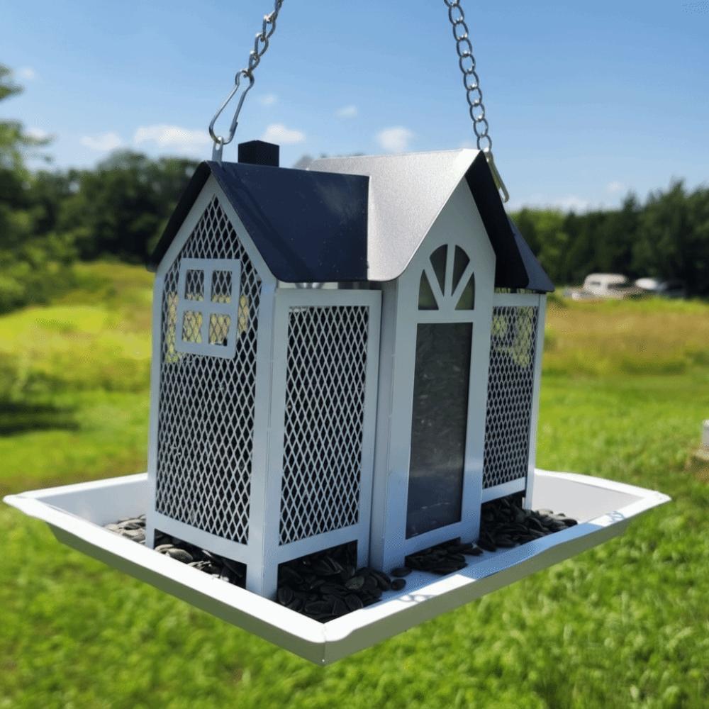 Large Capacity Wild Bird Feeder House Shape Bird Feeding Station  Yard Decoration