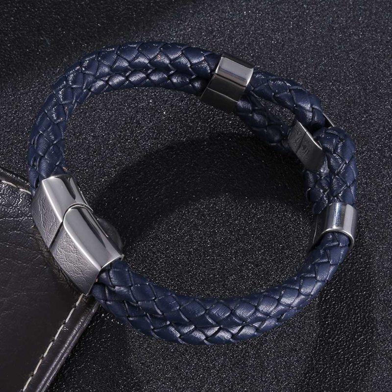 Fashion Men's Leather Bracelet Double Layer Accessories Specially Stainless Steel Multi-Color Combination Surprise Jewelry Gift