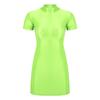 Womens Glossy Mock Neck Bodycon Dress Short Sleeve Stretchy Fabric Nightclub Party Mini Dress