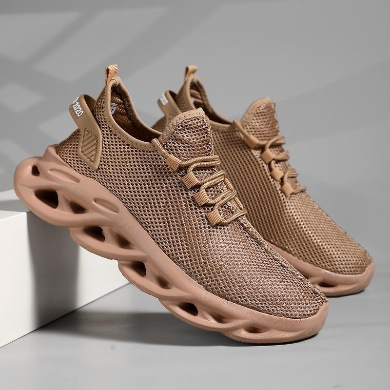 Men's Breathable Knit Blade Sneakers Non-Slip Cushioned Athletic Running Shoes for Outdoor & Casual Wear