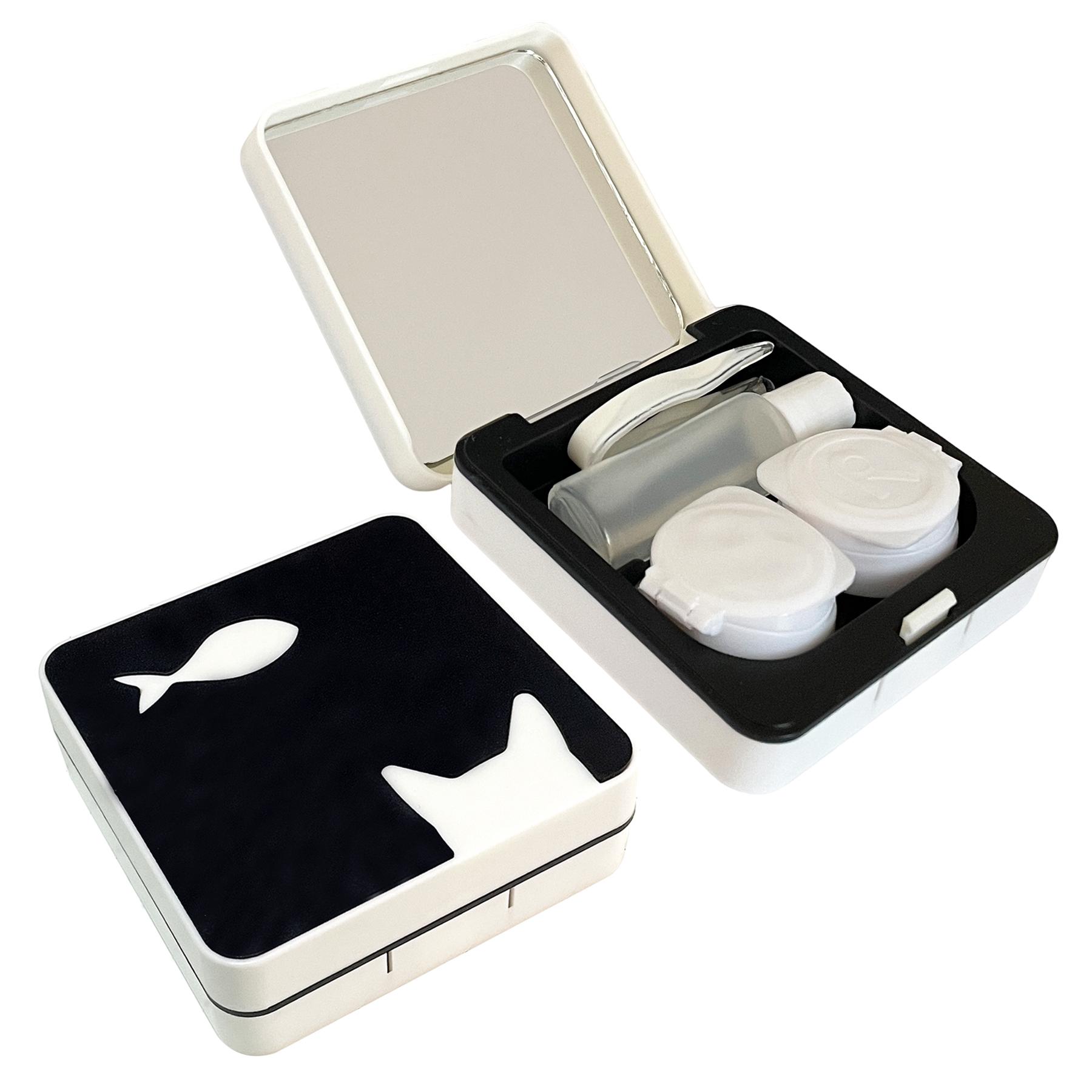 

Милий дорожній набір для зберігання контактних лінз, футляр для лінз з дзеркалом, пінцетом, інструментом для зняття, пляшечкою для розчину для використання на вулиці, в офісі, щоденного використання