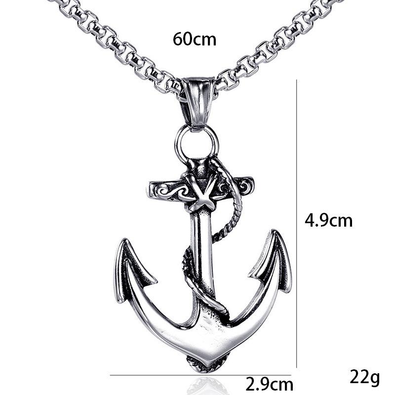 New Vintage Titanium Steel Necklace Wrapping Ship Anchor Rock Nightclub Trendy Men's Accessories