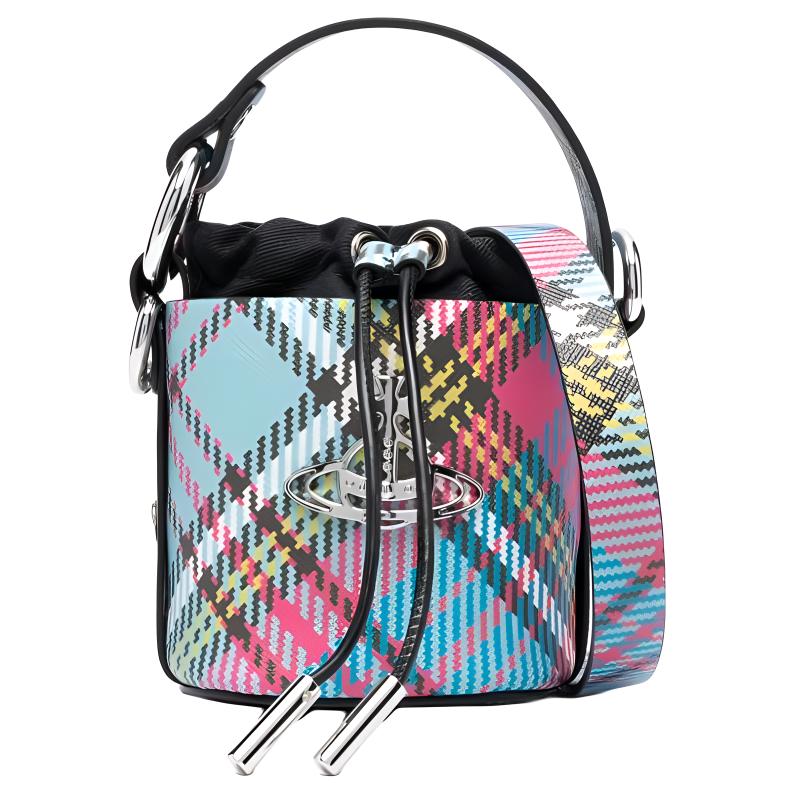 

Vivienne Westwood Macandy Iconic Planet Logo Plaque Detail Check Pattern Bucket Bag Women handbags Blue Multicolor 5202006CUS000VPFO102 Basic Set (Bag+Dust Bag)