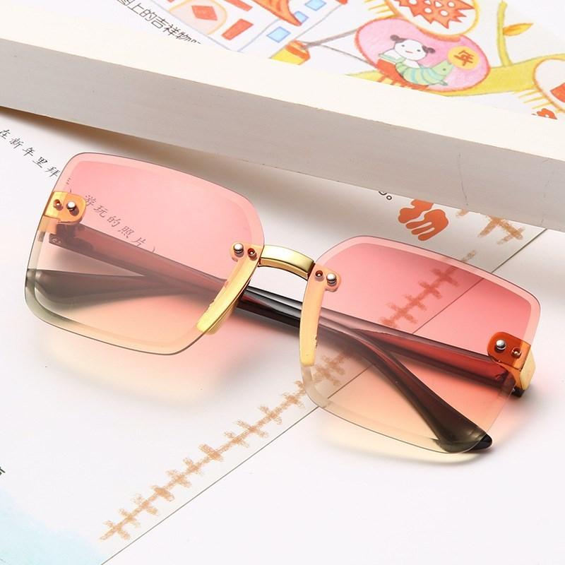 

new New Stylish Rimless Children Cat Eye Sunglasses Fashion Kid Square Pink Gradient Sun Glasses Boy Girl Goggle UV400 Eyewear