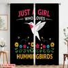 2pcs 2D Flat Printing Curtains Loves Hummingbirds Flowers Fabric Without Electricity 0 Use for Photo Booth Props