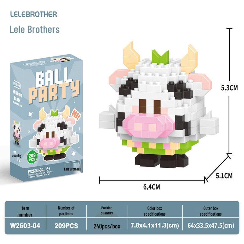 Lele Brothers W2603 Animal Egg Doll Micro Building Blocks for Children's Day Gift