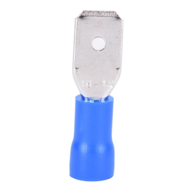 100X Conectores de Terminal de Fio Elétrico Isolados tipo Pala Macho e Fêmea para Crimpar Azul