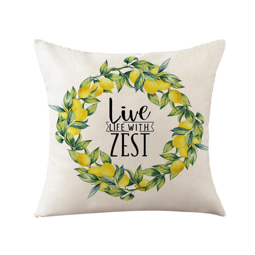 Lemon Print Pillow Cover Nordic Polyester Cartoon Print Home Cushion Cover Living Room Cushion Cover