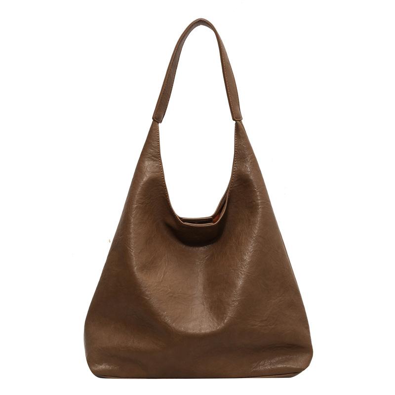 Korean large-capacity soft leather underarm bag commuter versatile handbag simple shoulder shopping bag tote bag