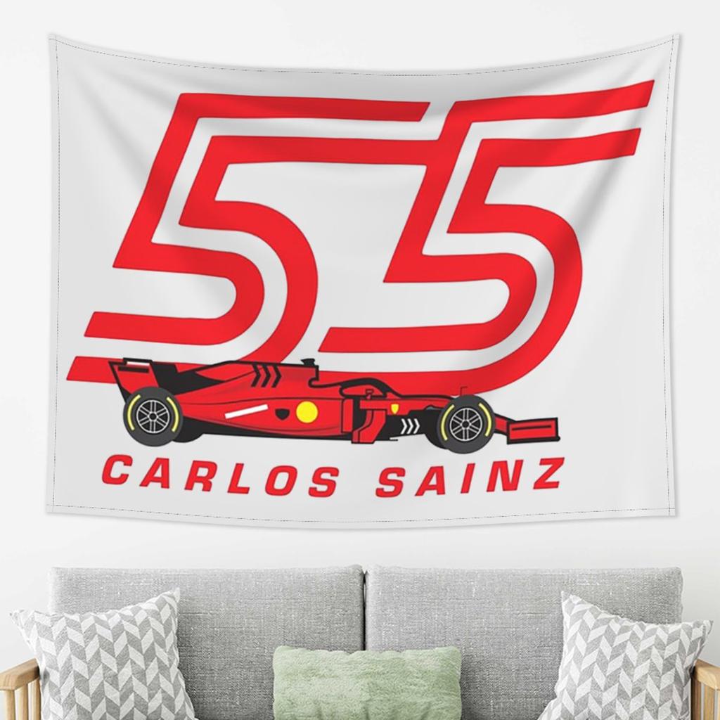 Carlos Sainz Jr F1 Signatur Grafik Wandteppich Ästhetische Heimdekoration Wandteppiche für Wohnzimmer Schlafzimmer