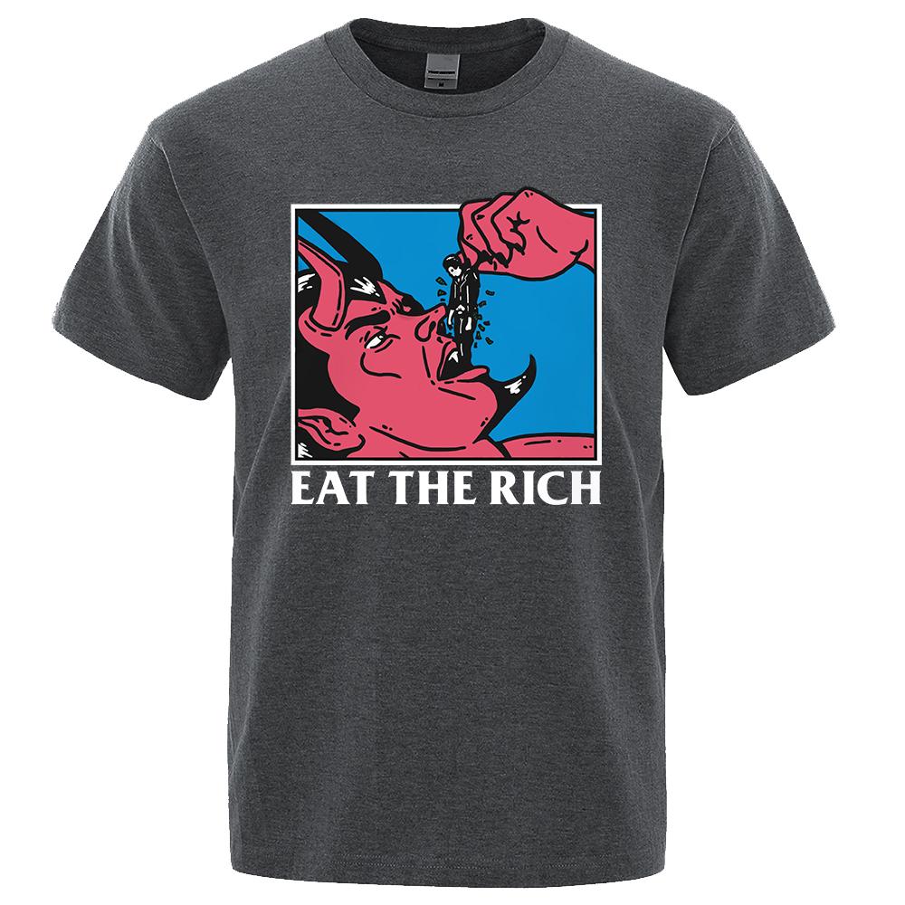 Eat The Rich Horror Comics Print Men T-Shirt High Quality Tee Clothes Loose Cotton T Shirts Breathable Mens Street Brand Tops