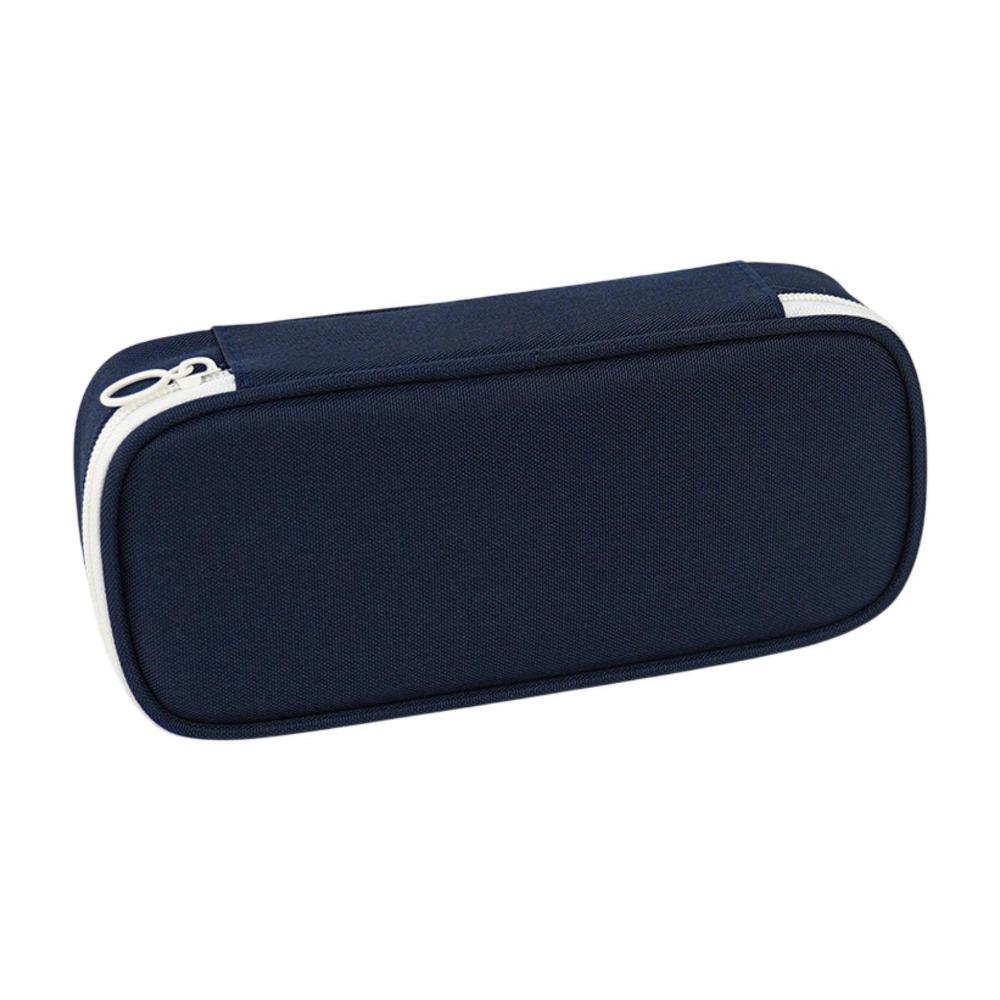 Zippered Minimalist Pen Bag Oxford Cloth Layered Pencil Case Solid Color Pencil Pouch Student Use синий