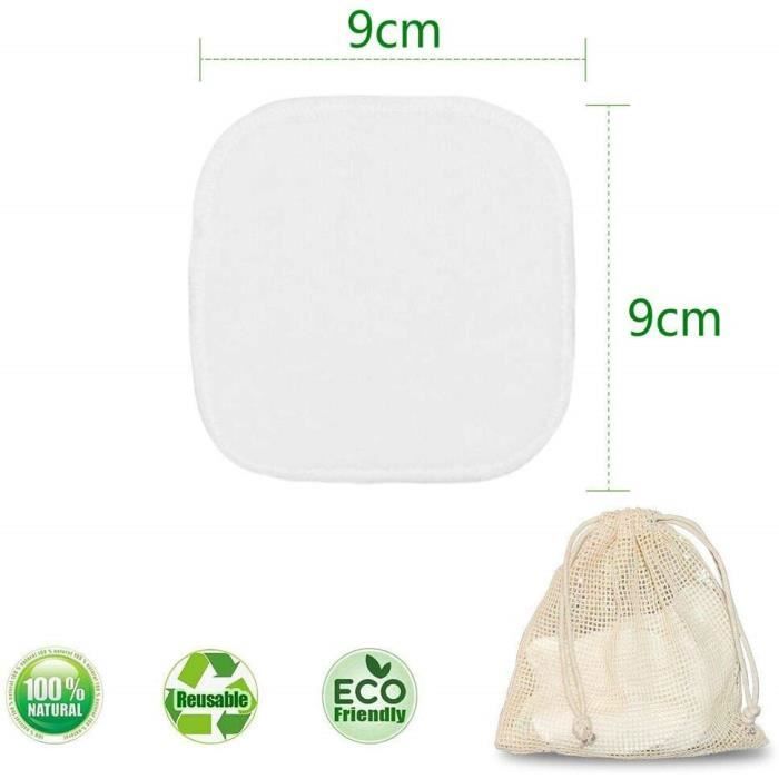 Reusable Makeup Remover Pads - Eco-friendly - 16 Pieces - Washable - Cotton Bag - Bamboo Fiber