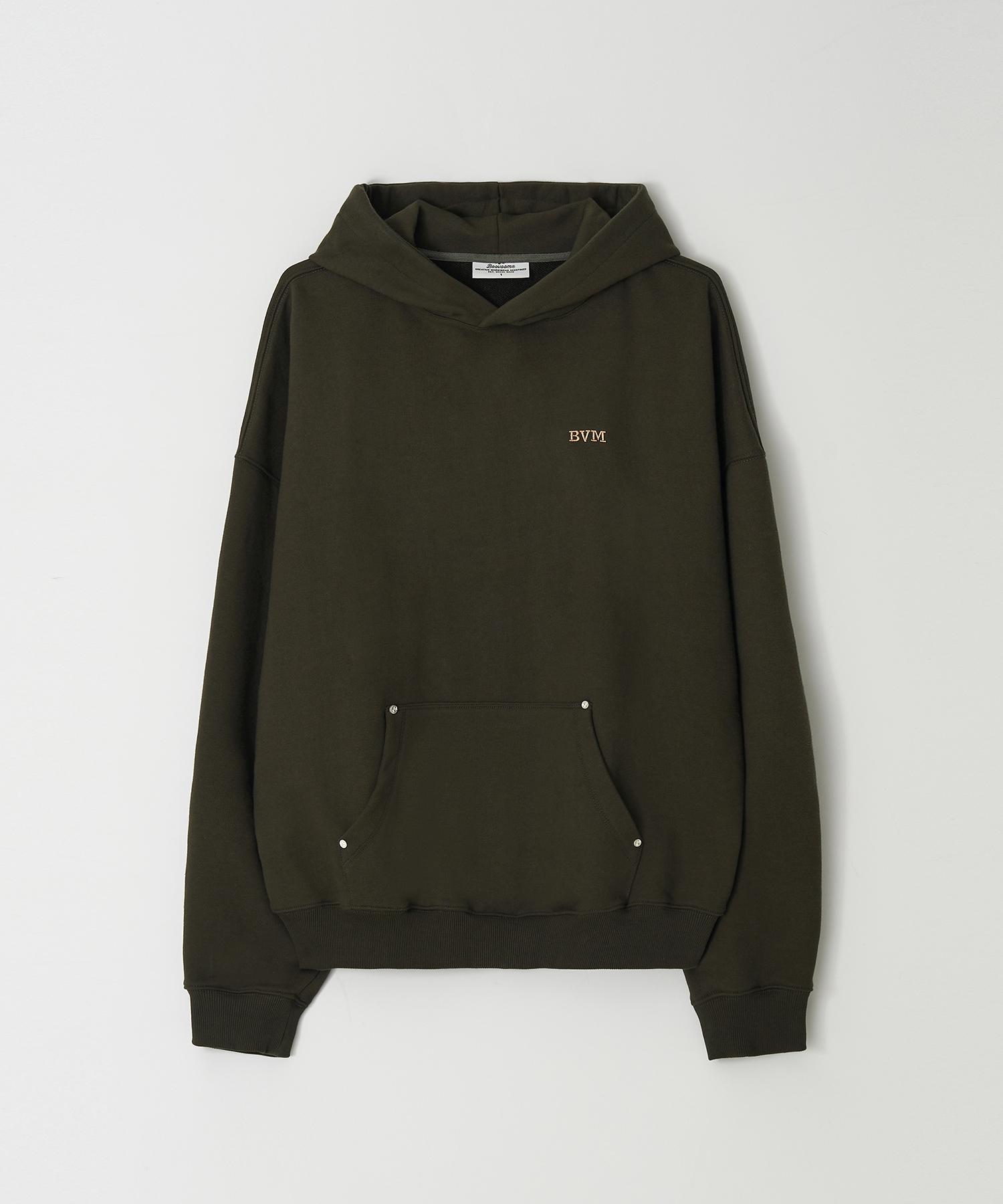 Buboom [Big Size] Western Oversized Heavy Sweat Hoodie Khaki 2_Xxl(115~125)